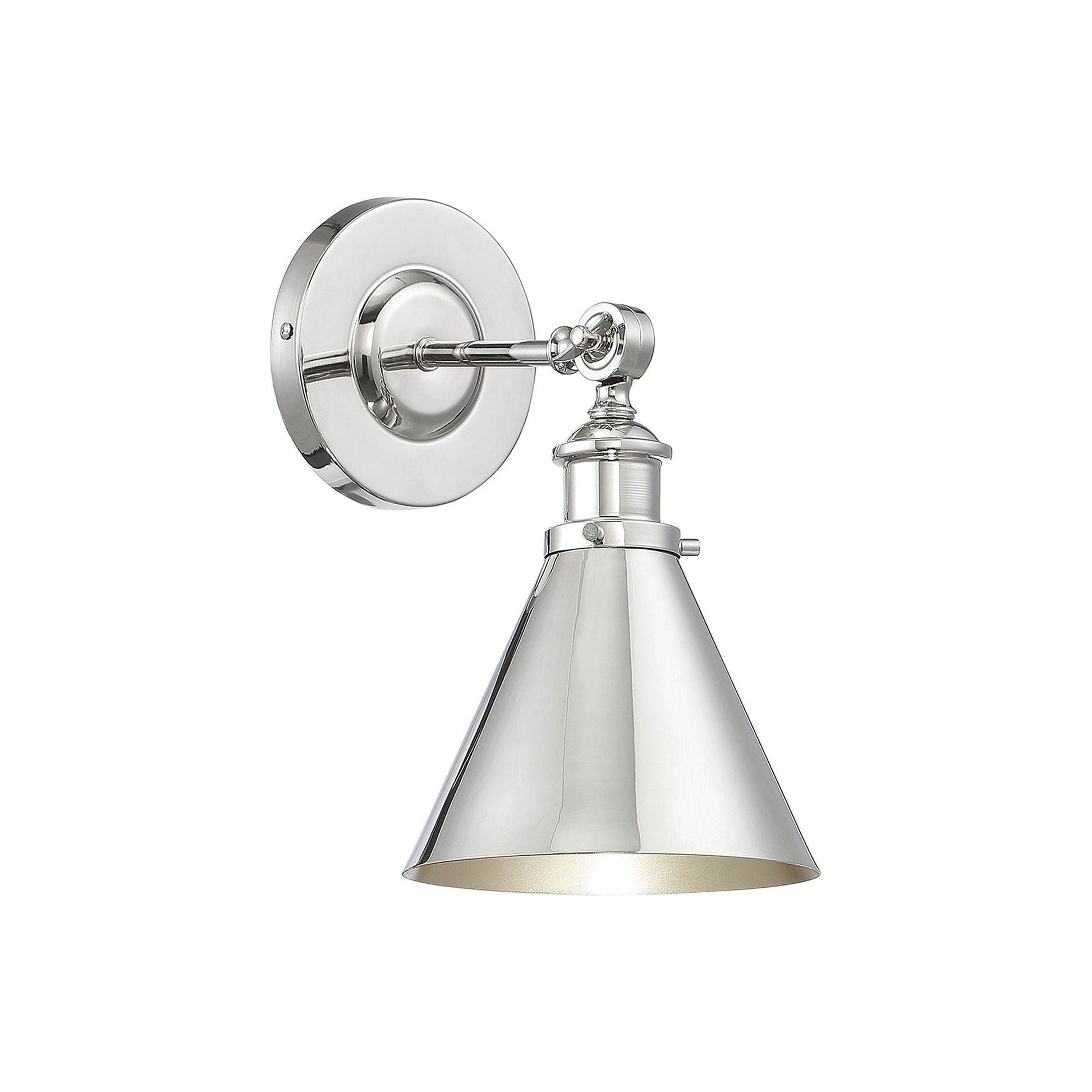 Glenn Adjustable Wall Light in Polished Nickel.