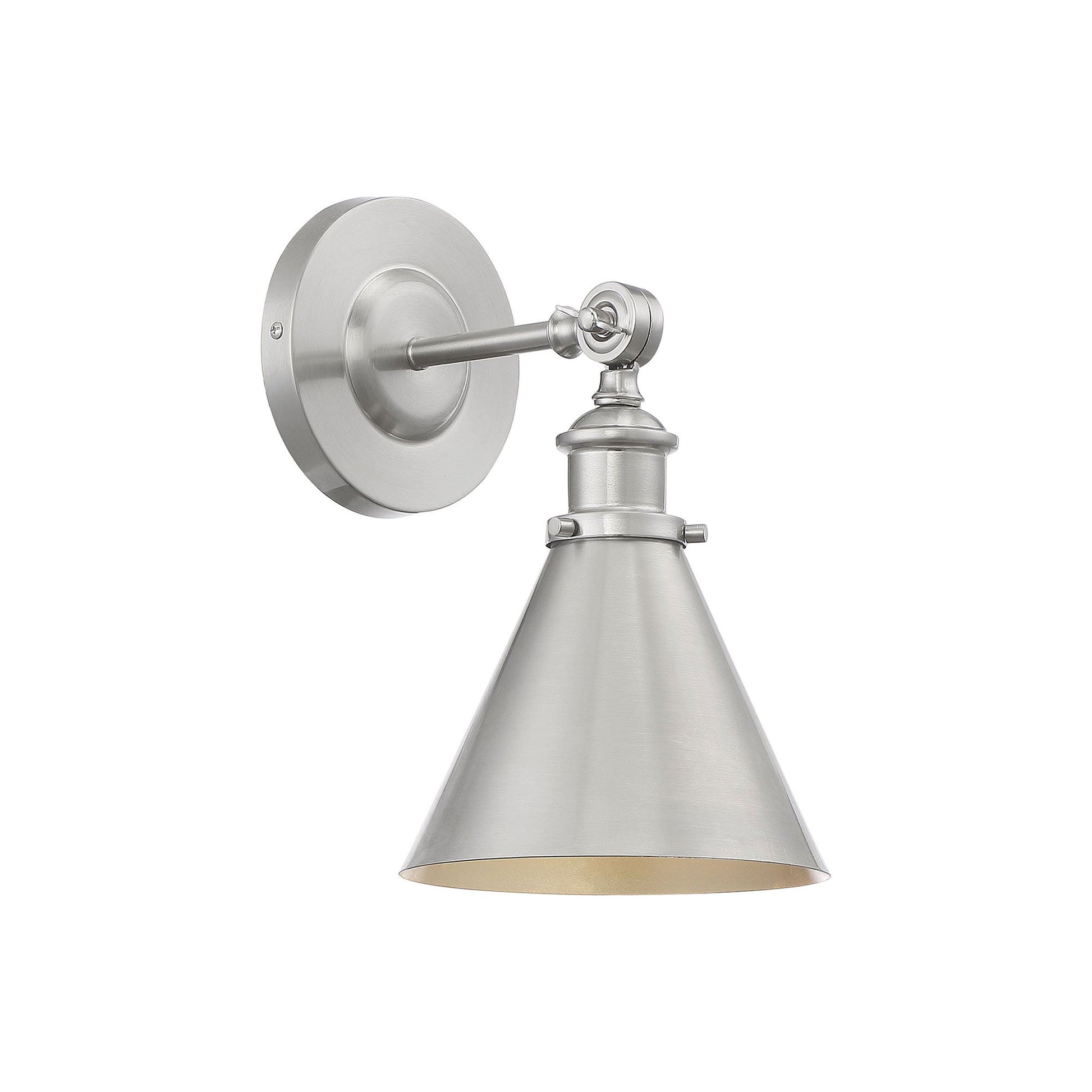 Glenn Adjustable Wall Light in Satin Nickel.