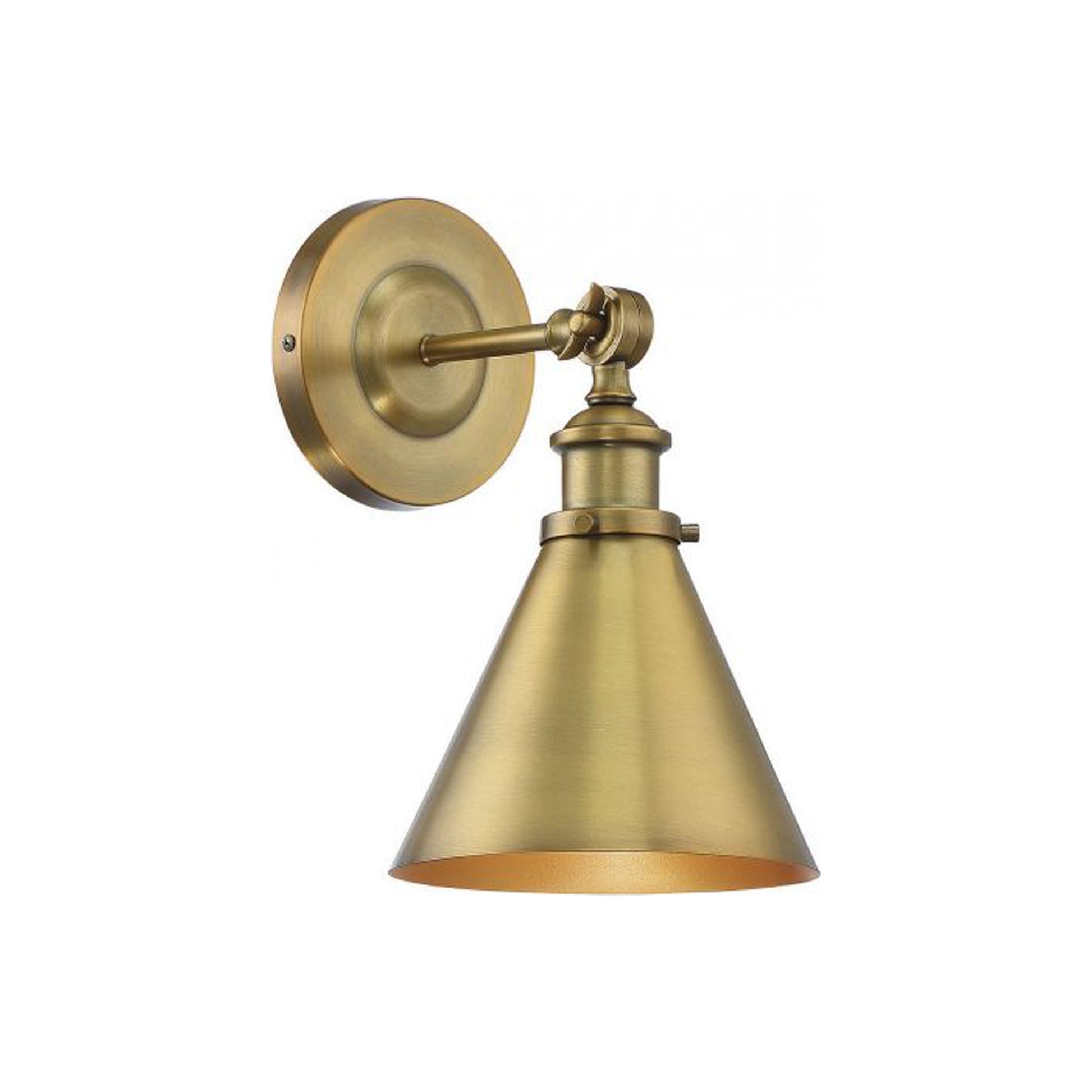 Glenn Adjustable Wall Light in Warm Brass.