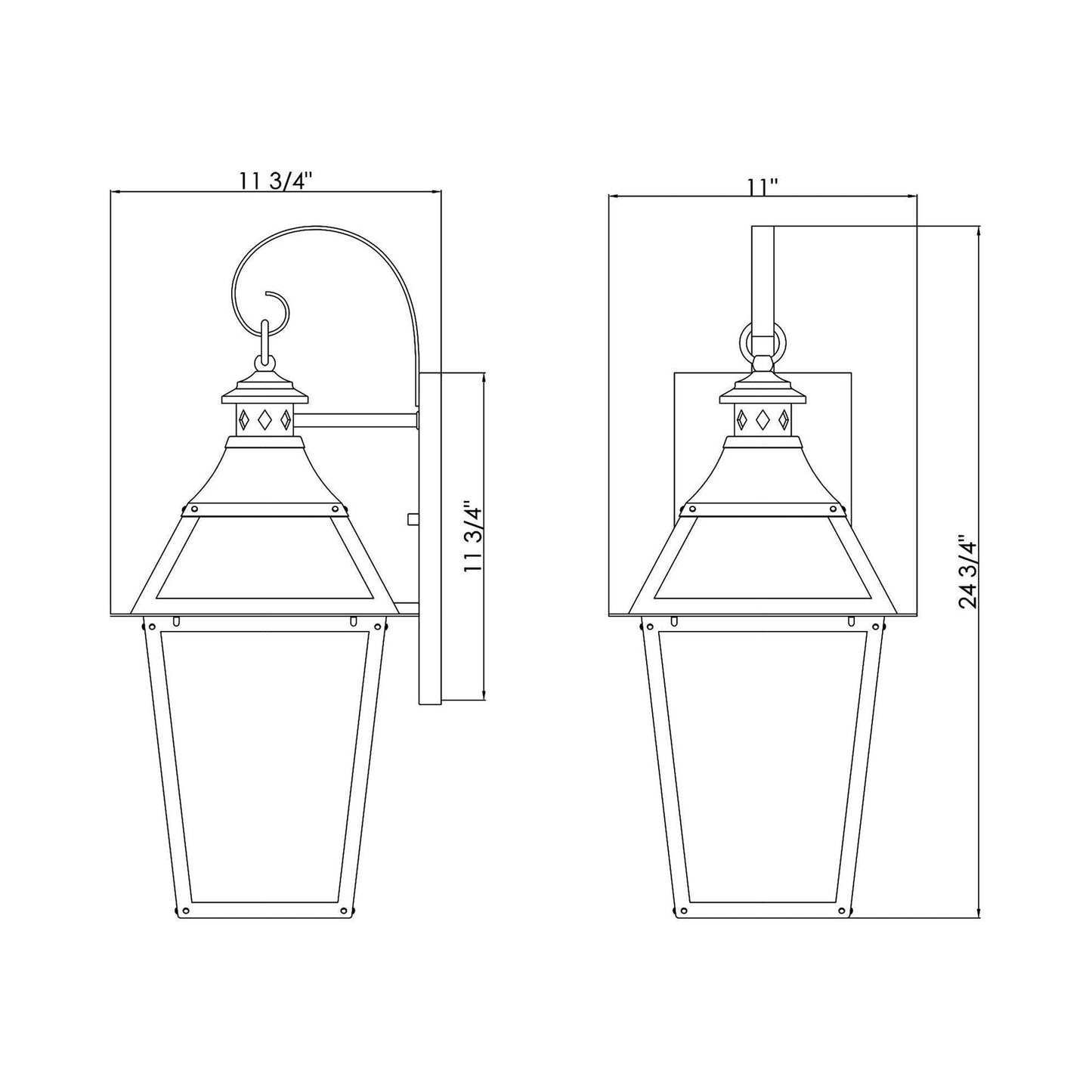 Jackson Oudoor Wall Light - line drawing.