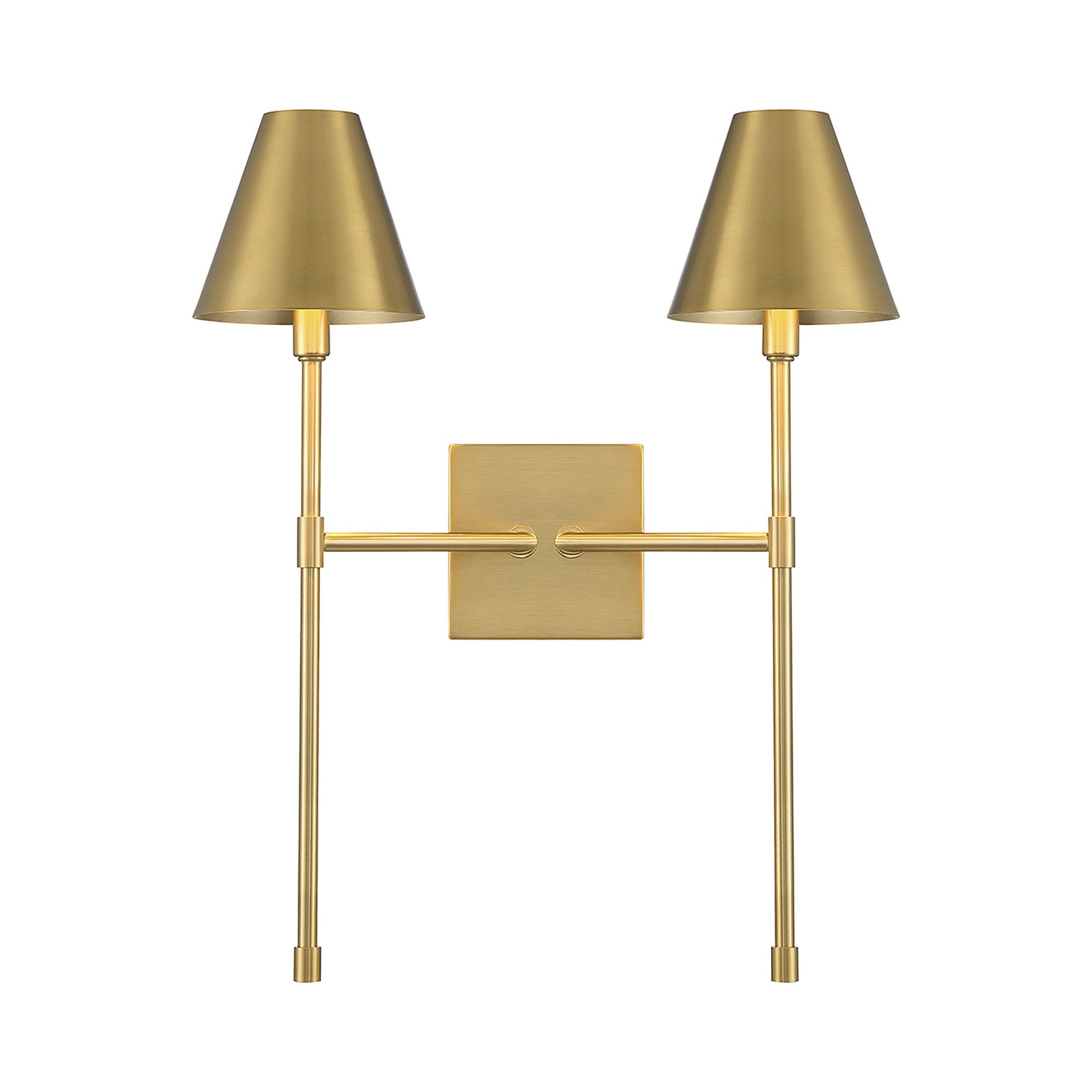 Jefferson Double Wall Light in Warm Brass.