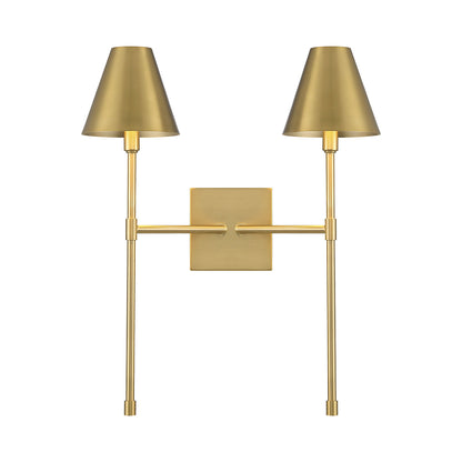 Jefferson Double Wall Light in Warm Brass.