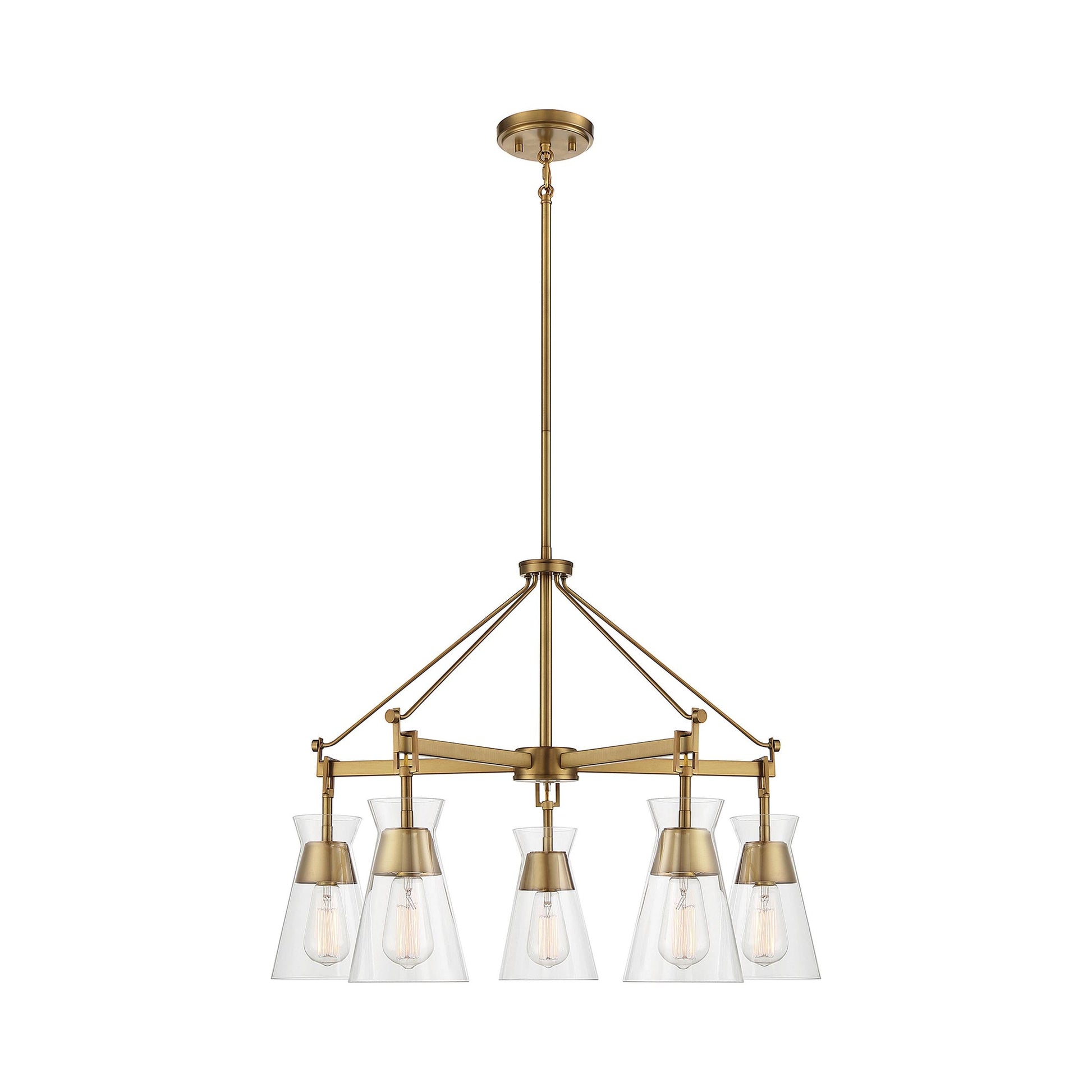 Lakewood Chandelier in Warm Brass.