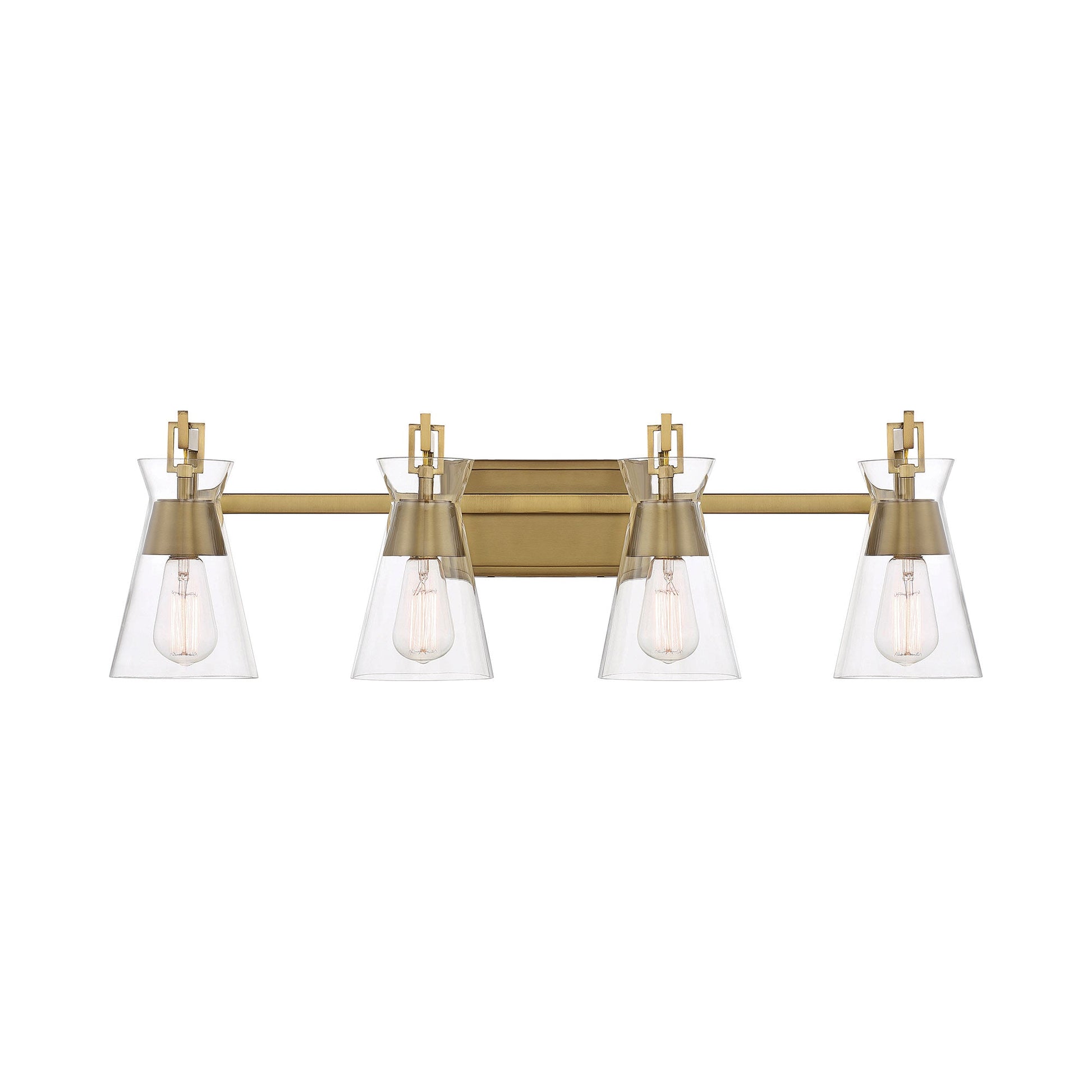 Lakewood Vanity Wall Light in Warm Brass (4-Light).