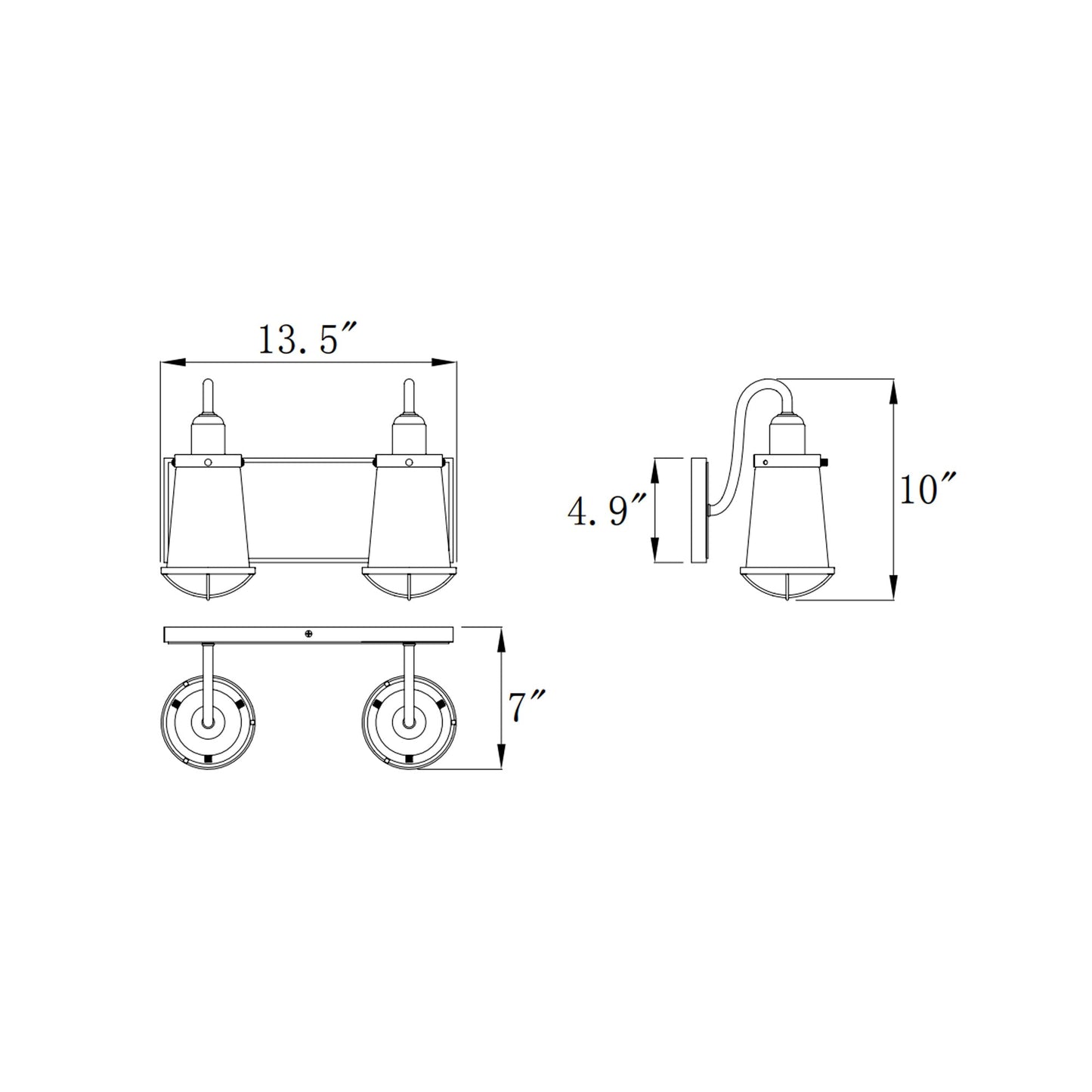 Lansing Vanity Wall Light - line drawing.