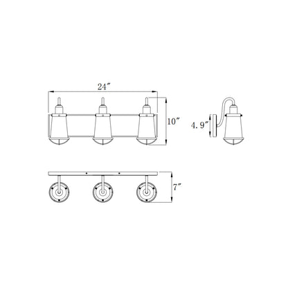 Lansing Vanity Wall Light - line drawing.