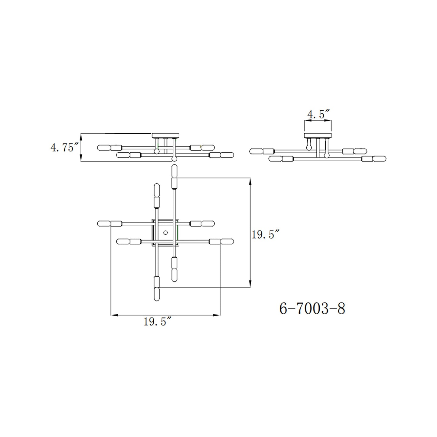 Lyrique Semi Flush Mount Ceiling Light - line drawing.