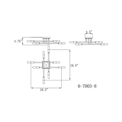 Lyrique Semi Flush Mount Ceiling Light - line drawing.