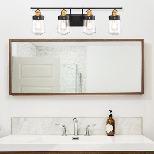 Macauley 4-Light Bathroom Vanity Light in bathroom.