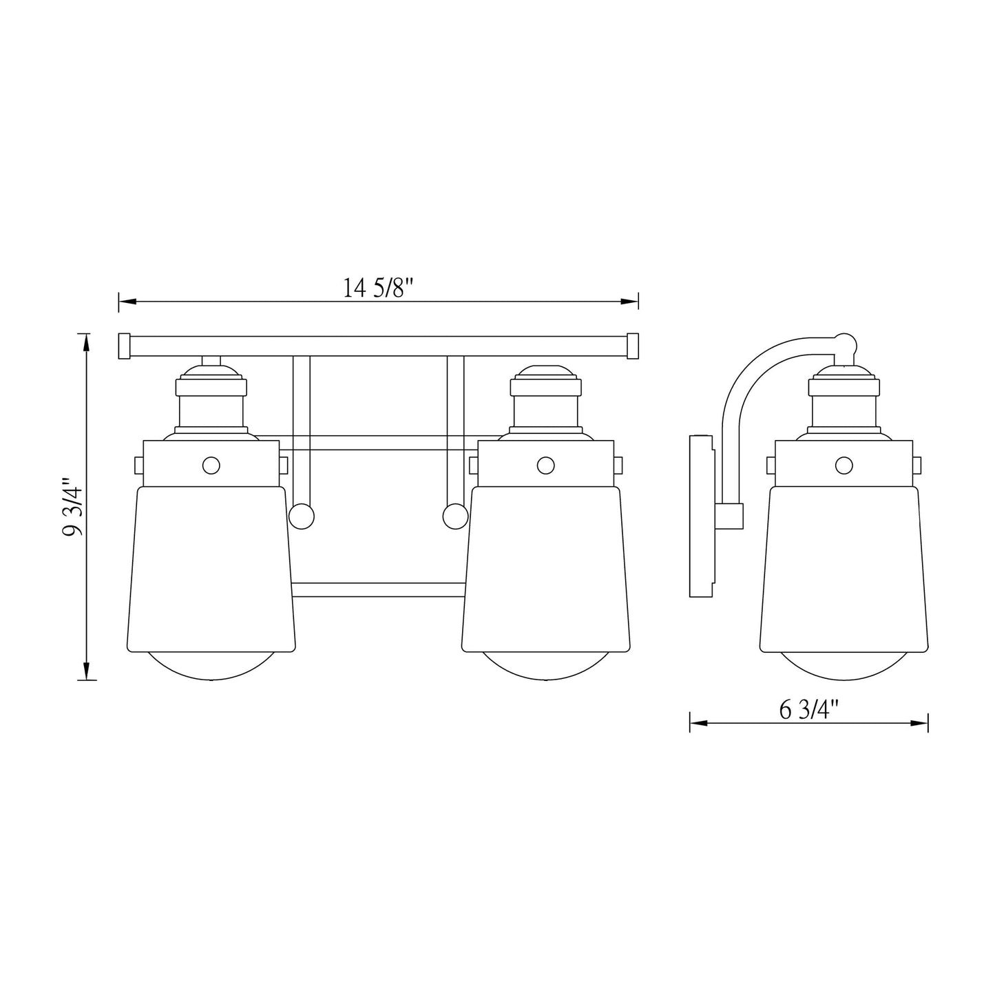 Macauley Vanity Wall Light - line drawing.