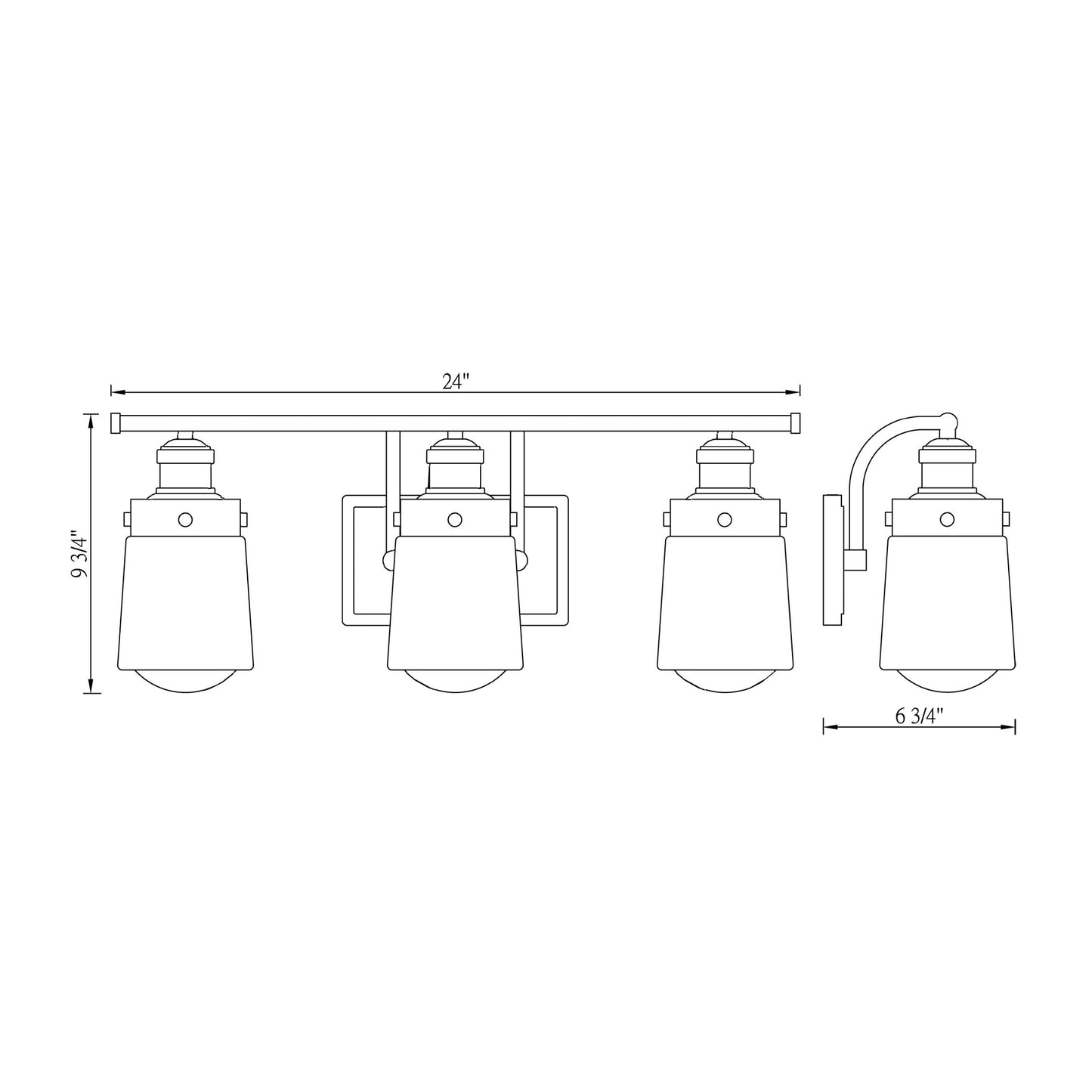 Macauley Vanity Wall Light - line drawing.