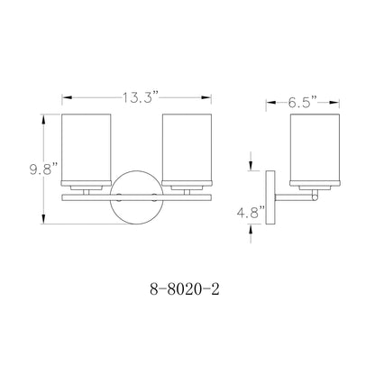 Marshall Vanity Wall Light - line drawing.