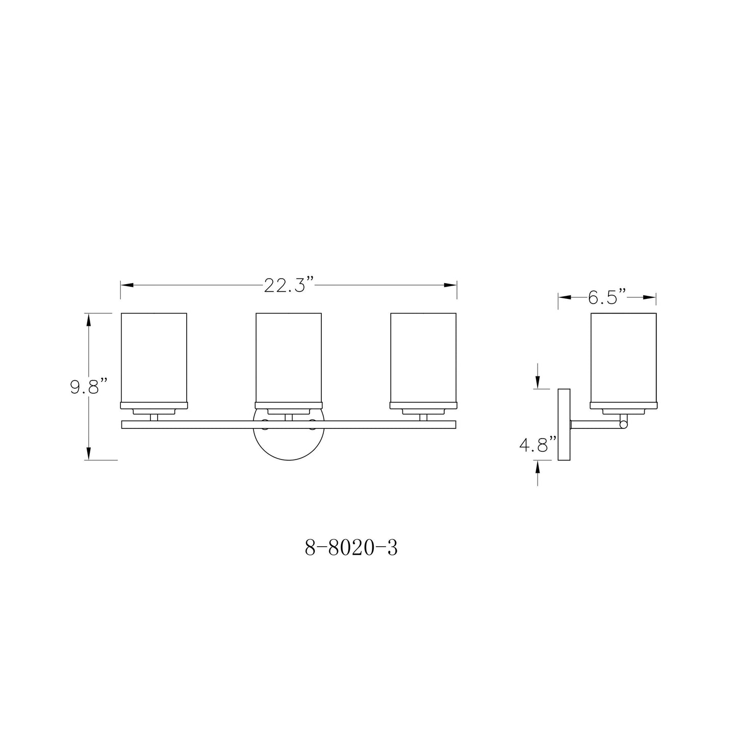 Marshall Vanity Wall Light - line drawing.