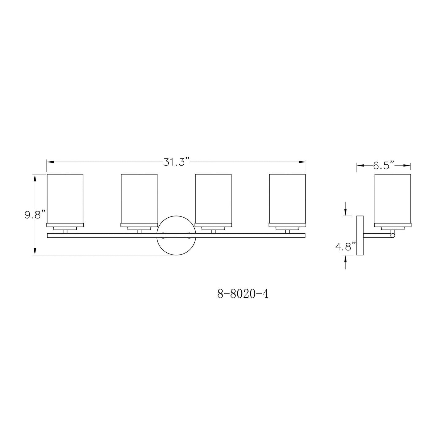 Marshall Vanity Wall Light - line drawing.