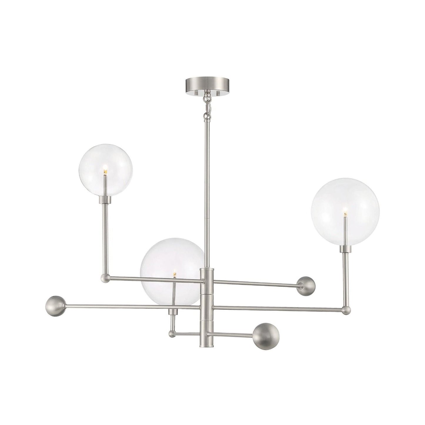 Meridian Glass Chandelier in Brushed Nickel.