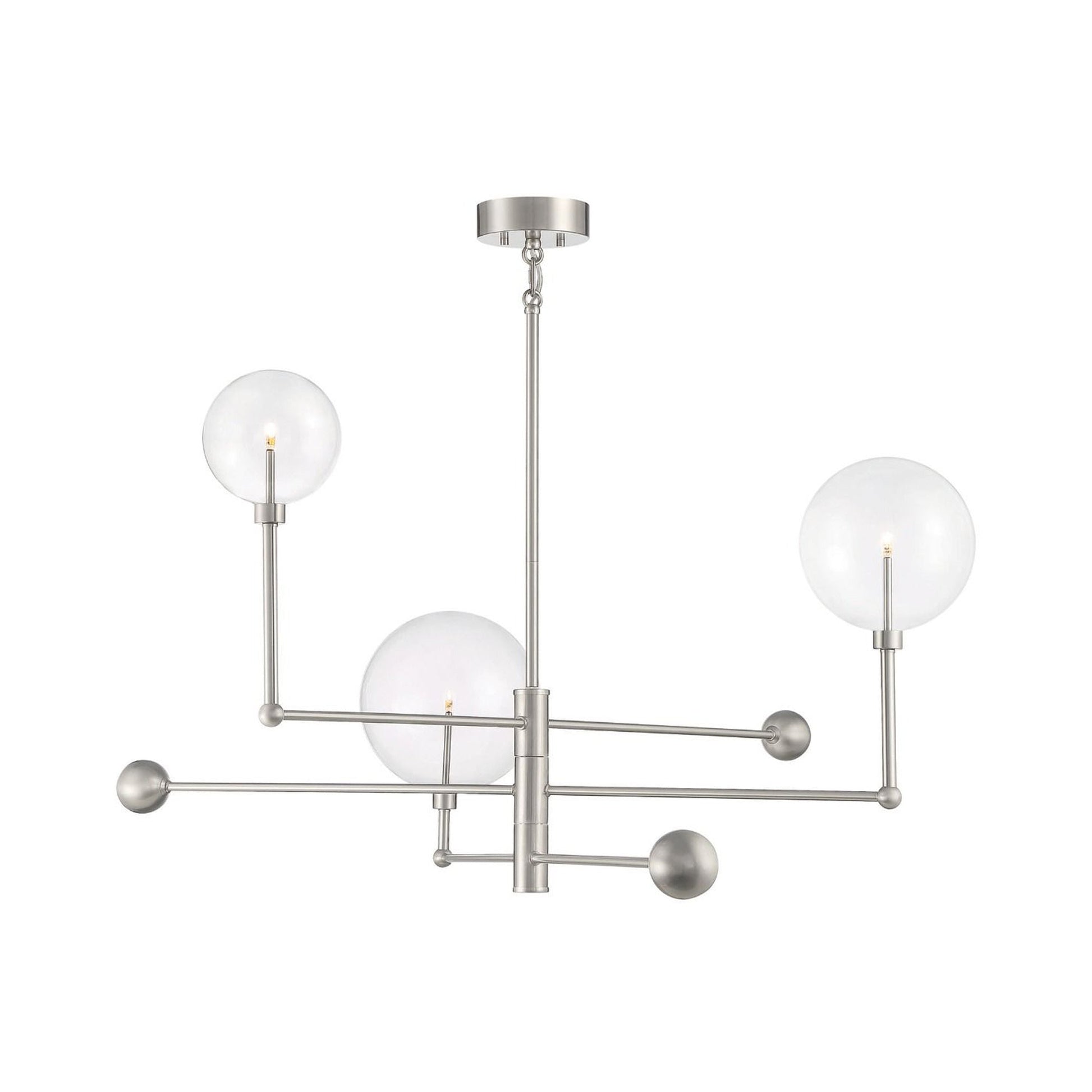 Meridian Glass Chandelier in Brushed Nickel.
