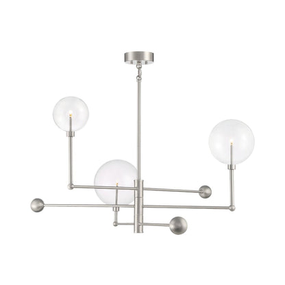 Meridian Glass Chandelier in Brushed Nickel.