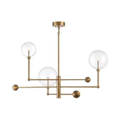 Meridian Glass Chandelier in Natural Brass.