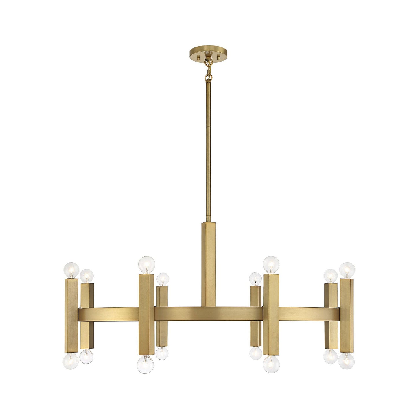 Meridian M100103 Chandelier in Natural Brass.