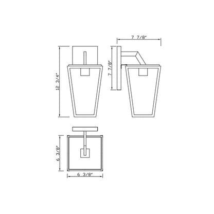 Milton Outdoor Wall Light - line drawing.