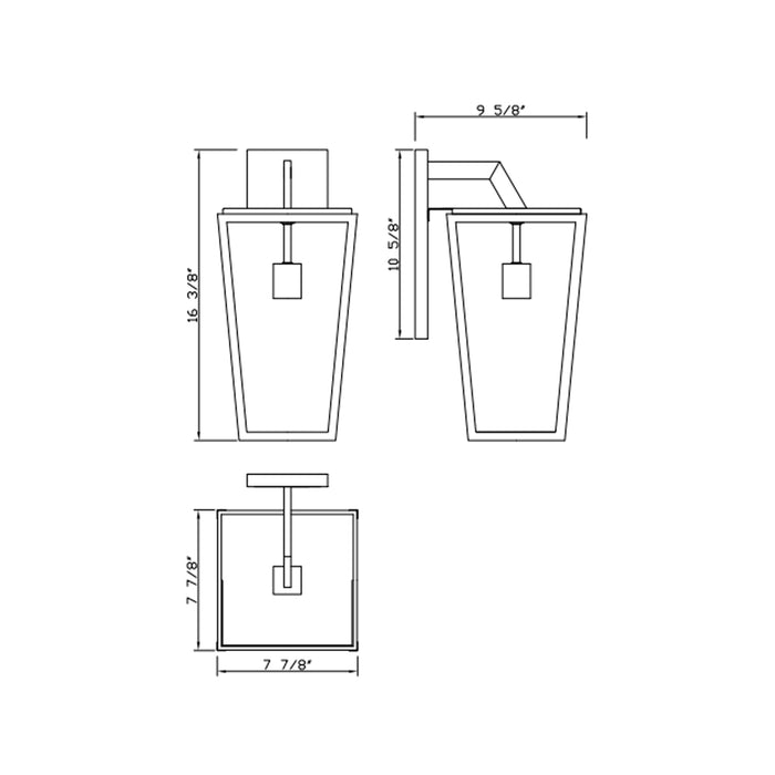 Milton Outdoor Wall Light - line drawing.