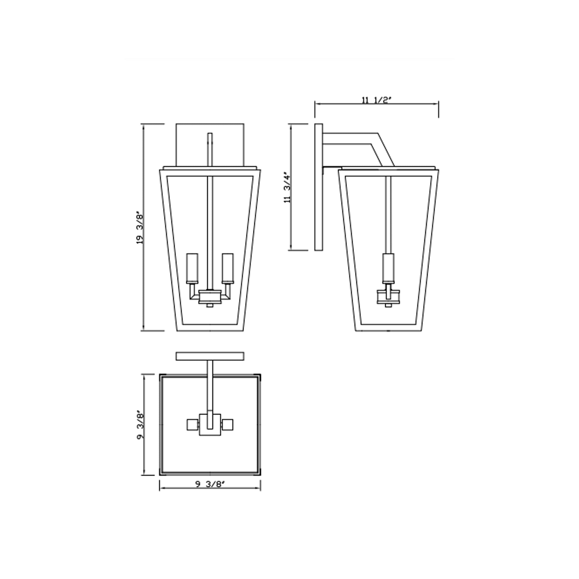 Milton Outdoor Wall Light - line drawing.