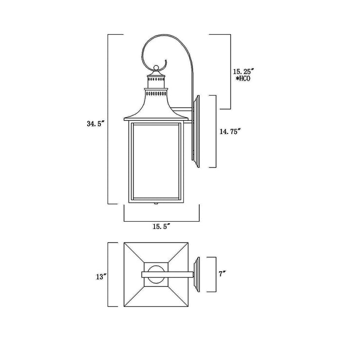 Monte Grande Outdoor Wall Light - line drawing.