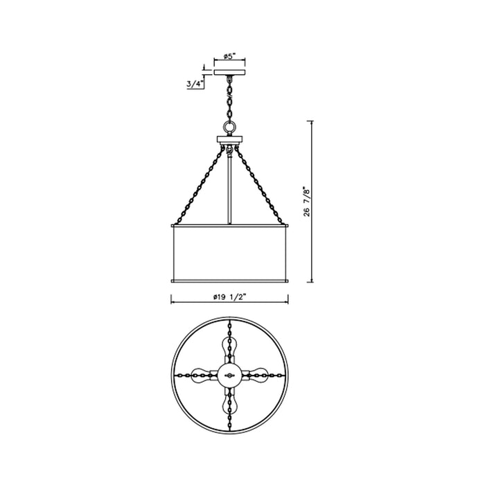 Rochester Pendant Light in - line drawing.