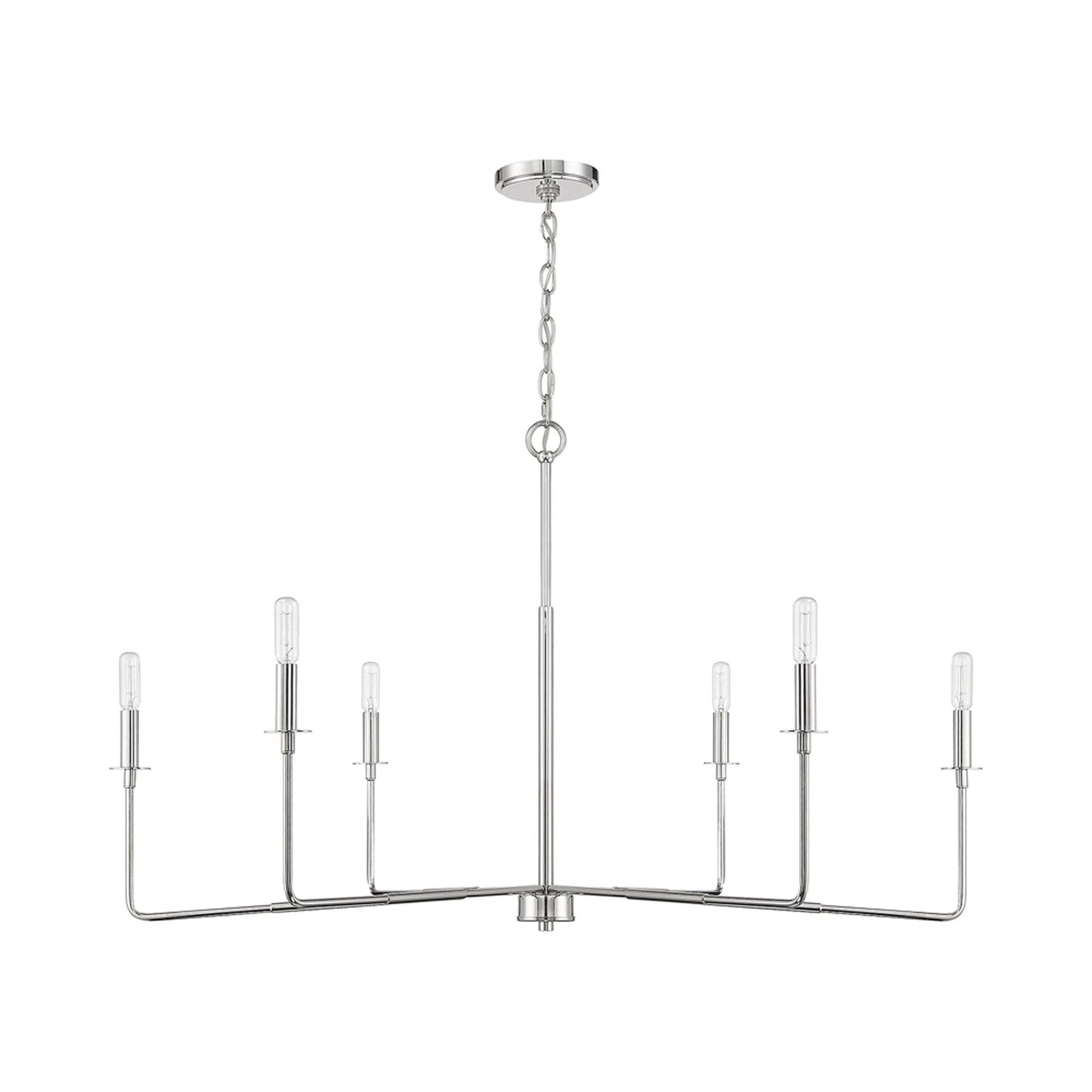 Salerno Chandelier in Polished Nickel.