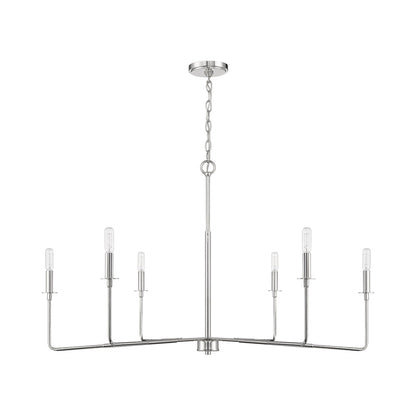 Salerno Chandelier in Polished Nickel.