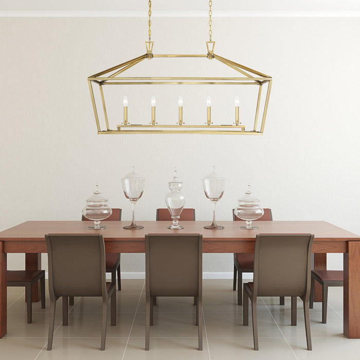 Townsend Linear Chandelier in dining room.