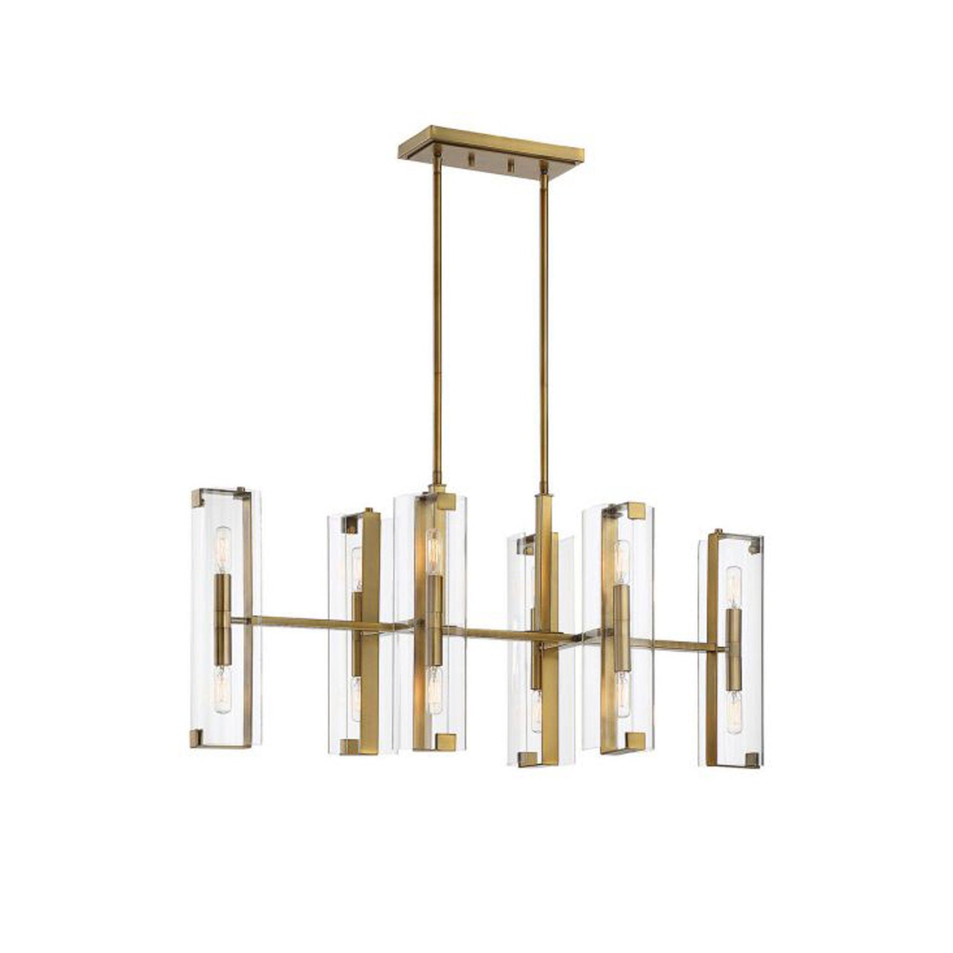Winfield Linear Pendant Light in Warm Brass.