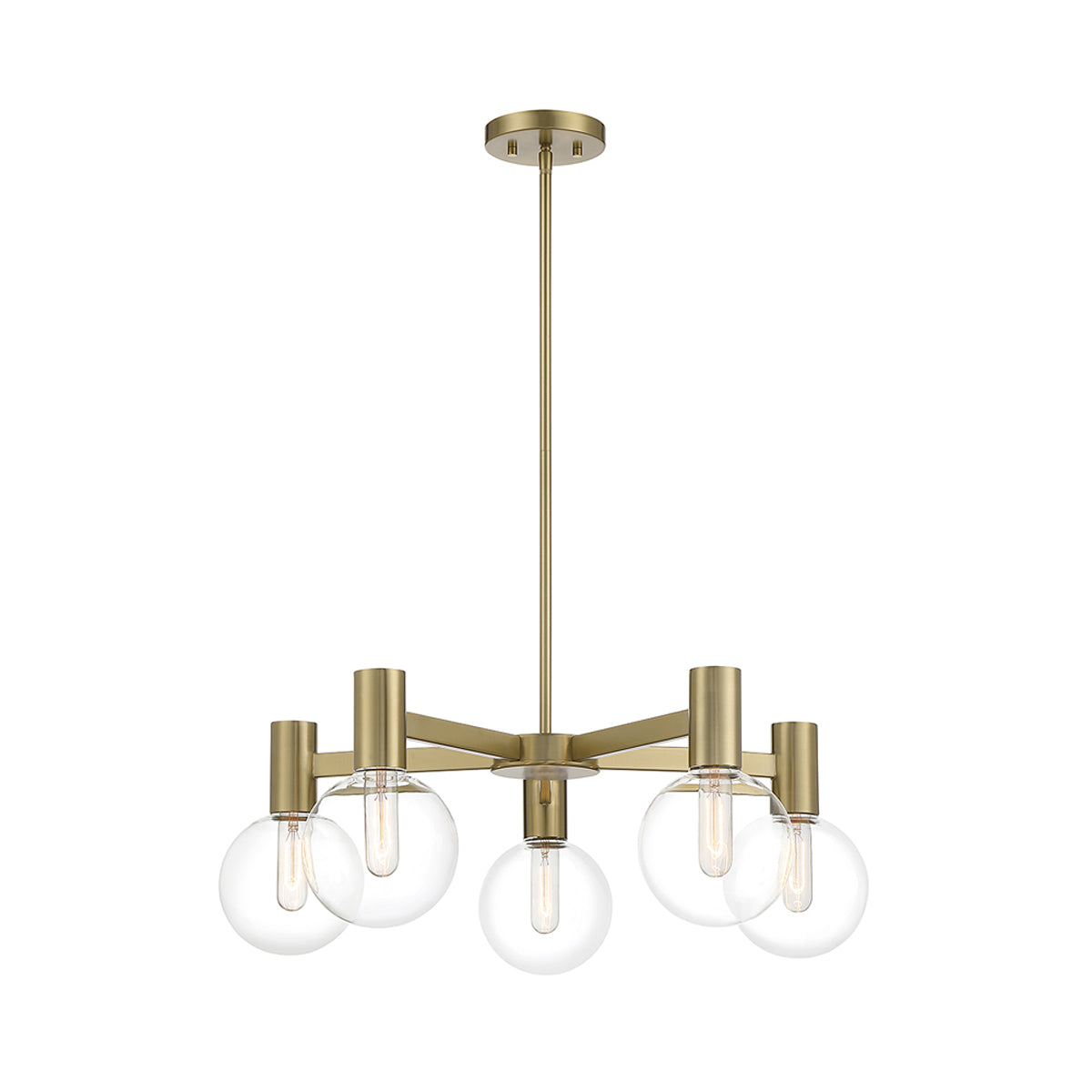 Wright Chandelier in Warm Brass (5-Light).