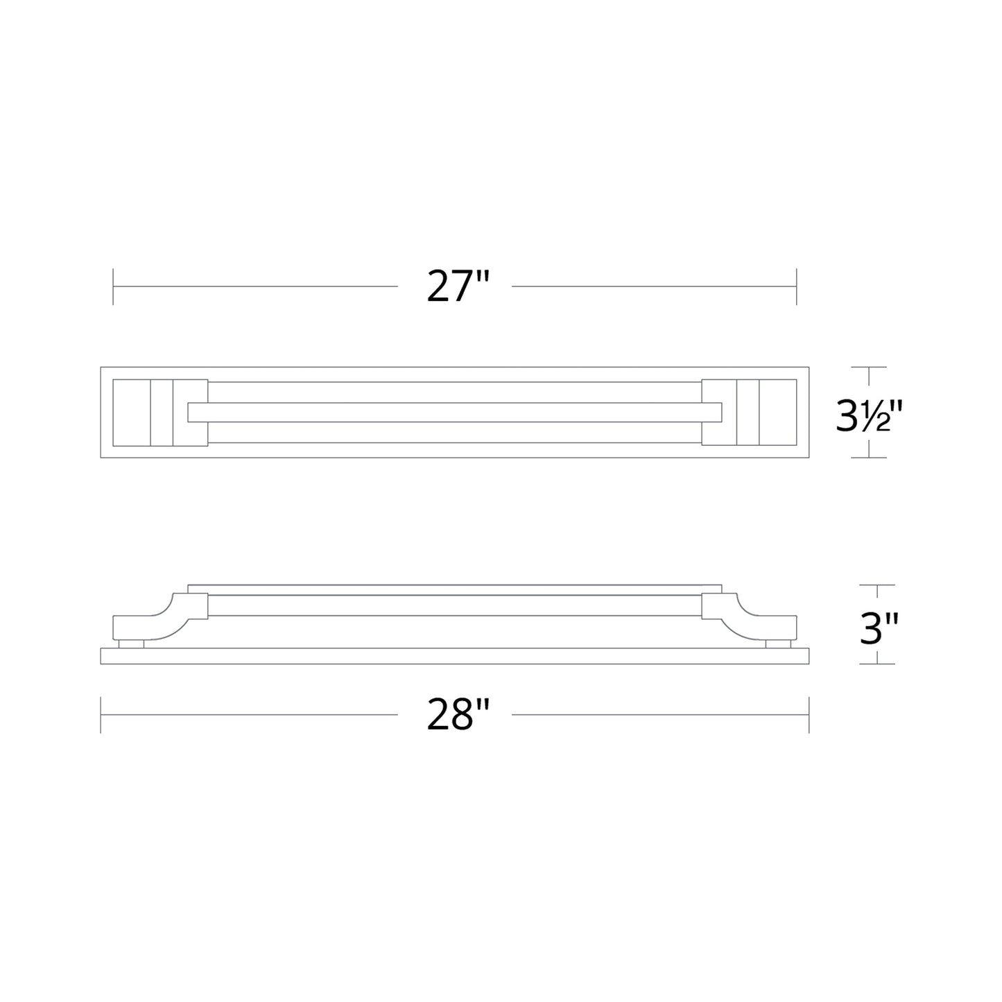 Aberdeen LED Vanity Wall Light - line drawing.