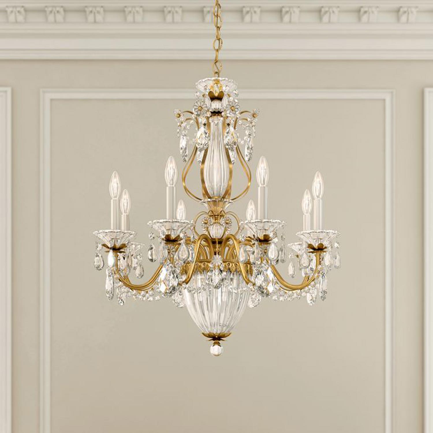 Bagatelle Chandelier in Heirloom Gold/Heritage Handcut Crystal (Large).