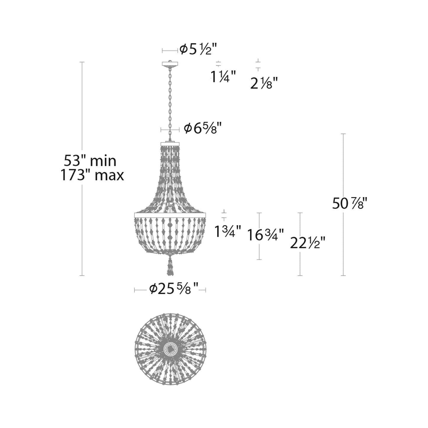 Bali LED Pendant Light - line drawing.