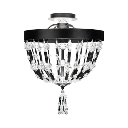 Bali LED Semi Flush Ceiling Light in Black.