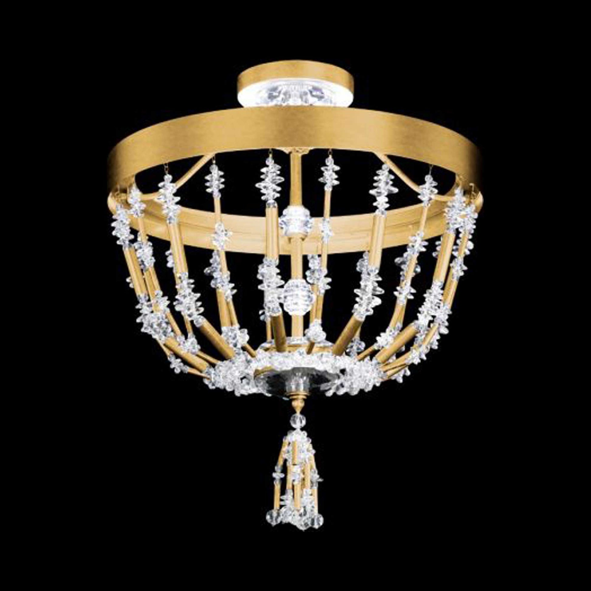 Bali LED Semi Flush Ceiling Light in Heriloom Gold.