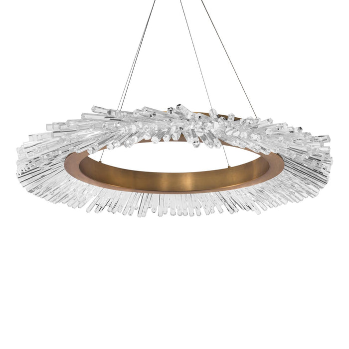 Benediction LED Pendant Light in Aged Brass.
