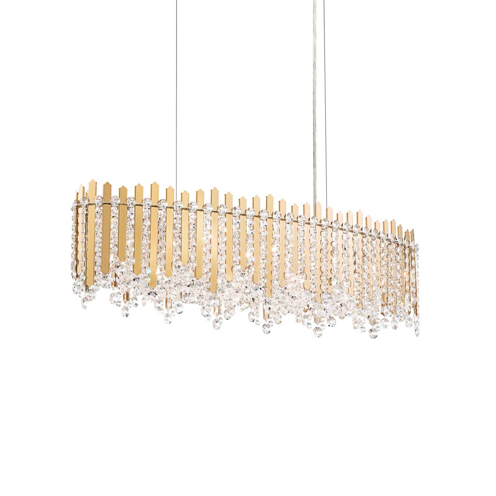 Chatter Linear Pendant Light in Gold Mirror (12-Light).