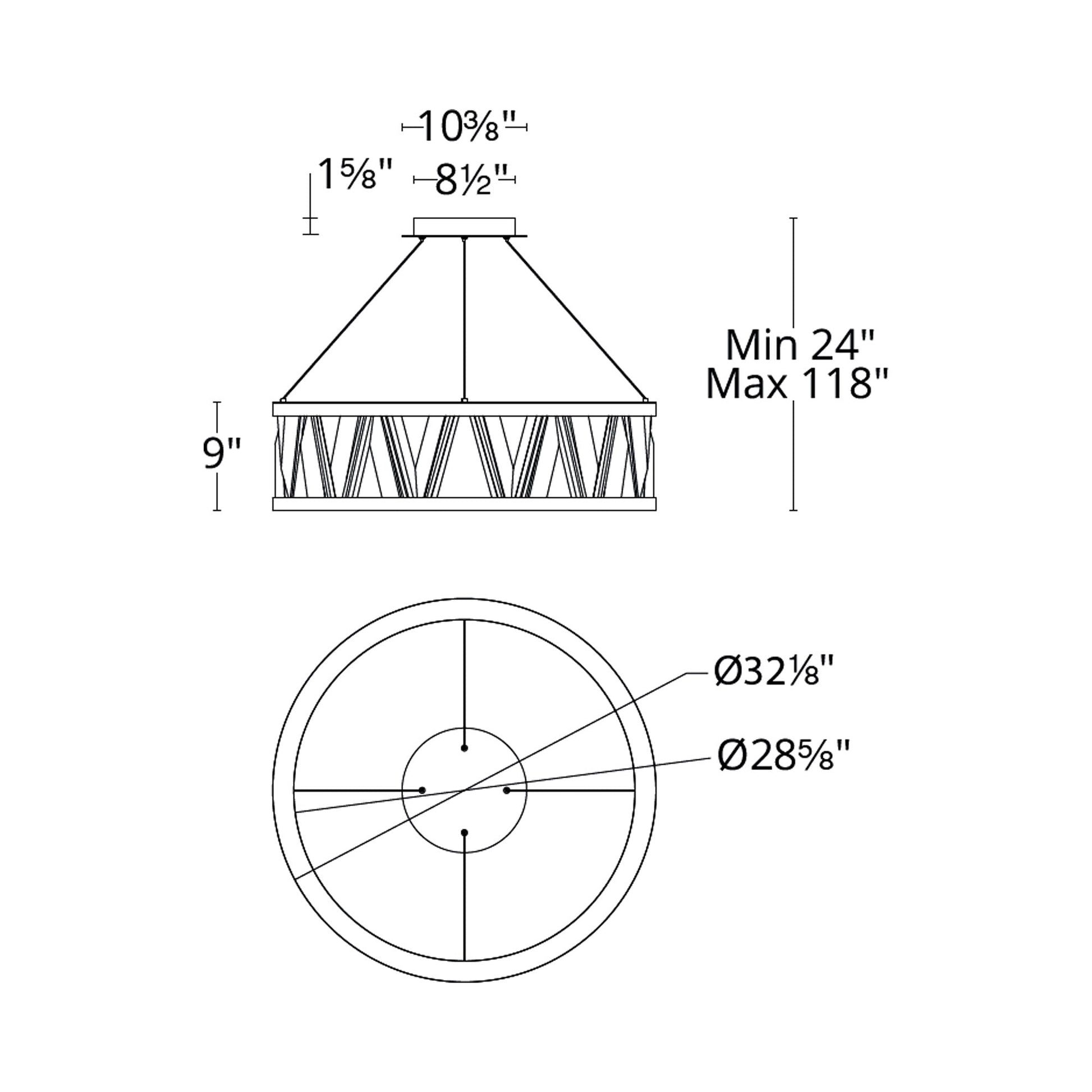 Corinth LED Pendant Light - line drawing.