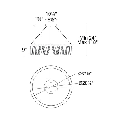 Corinth LED Pendant Light - line drawing.
