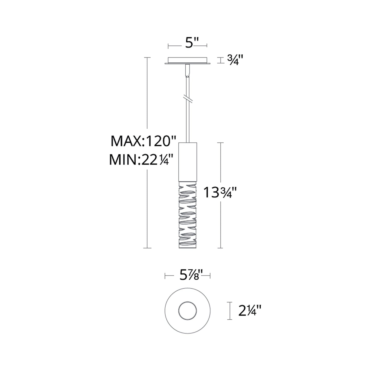 Cru LED Mini Pendant Light - line drawing.