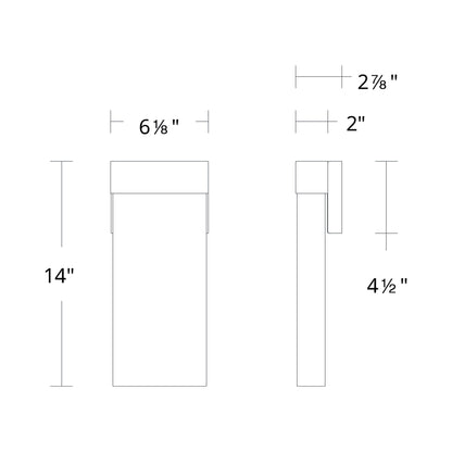 Glacio LED Wall Light - line drawing.