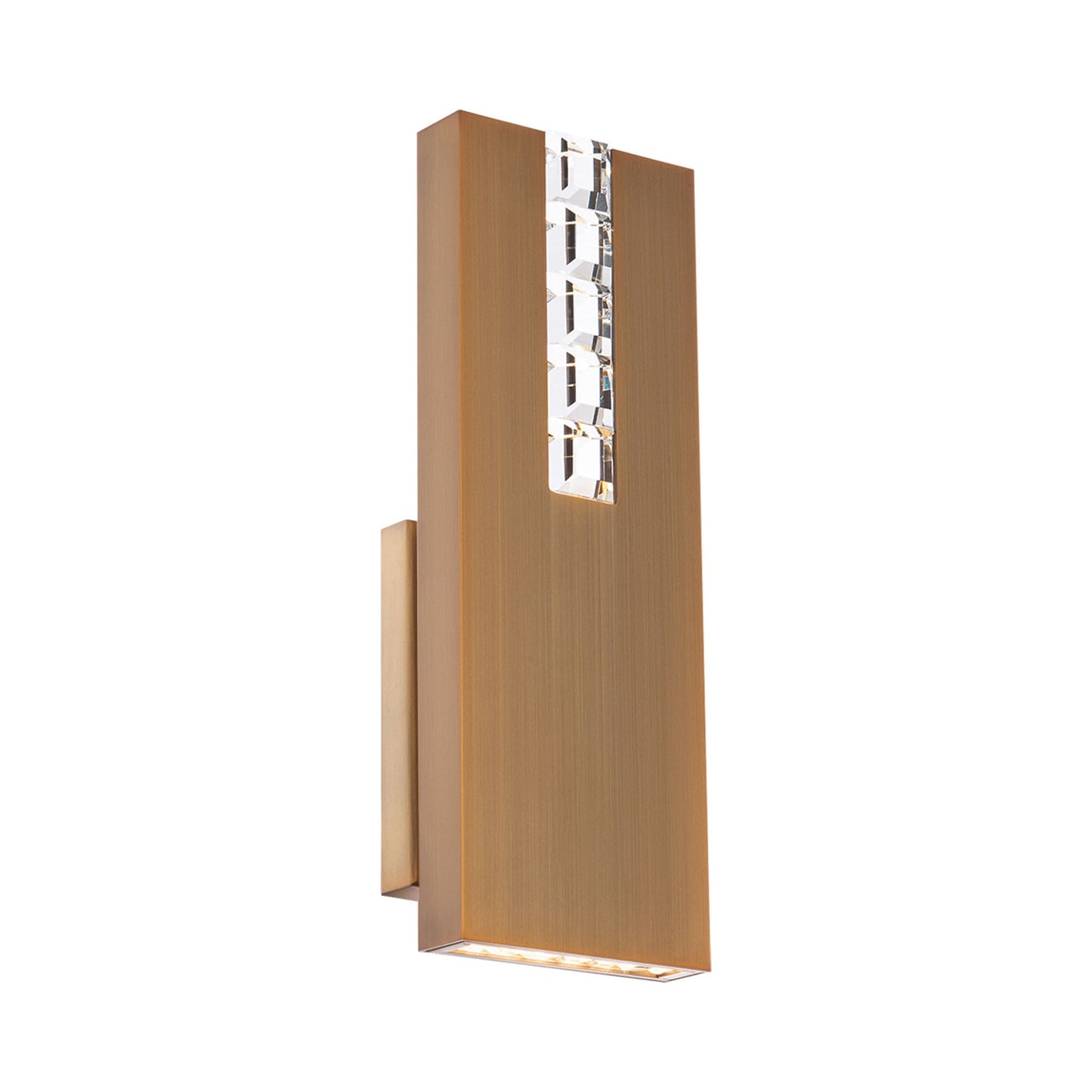 Helios LED Wall Light in Aged Brass.