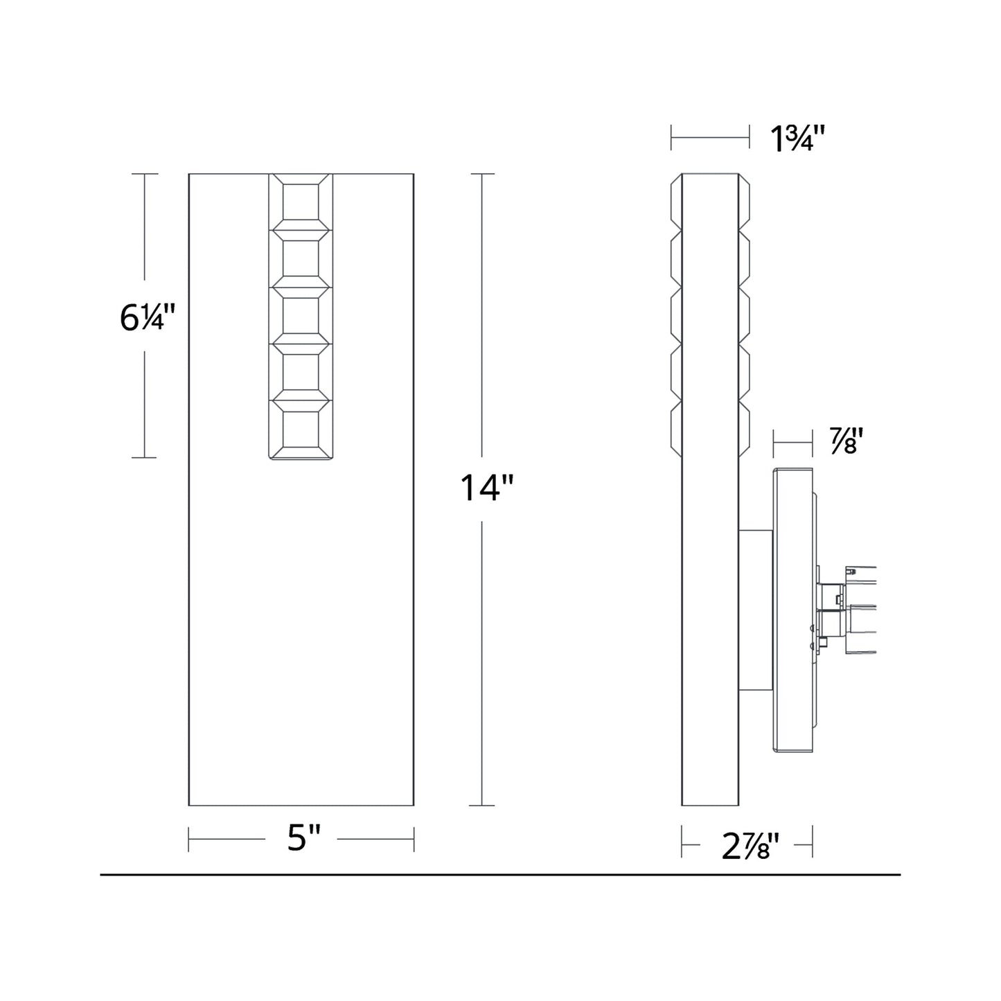 Helios LED Wall Light - line drawing.