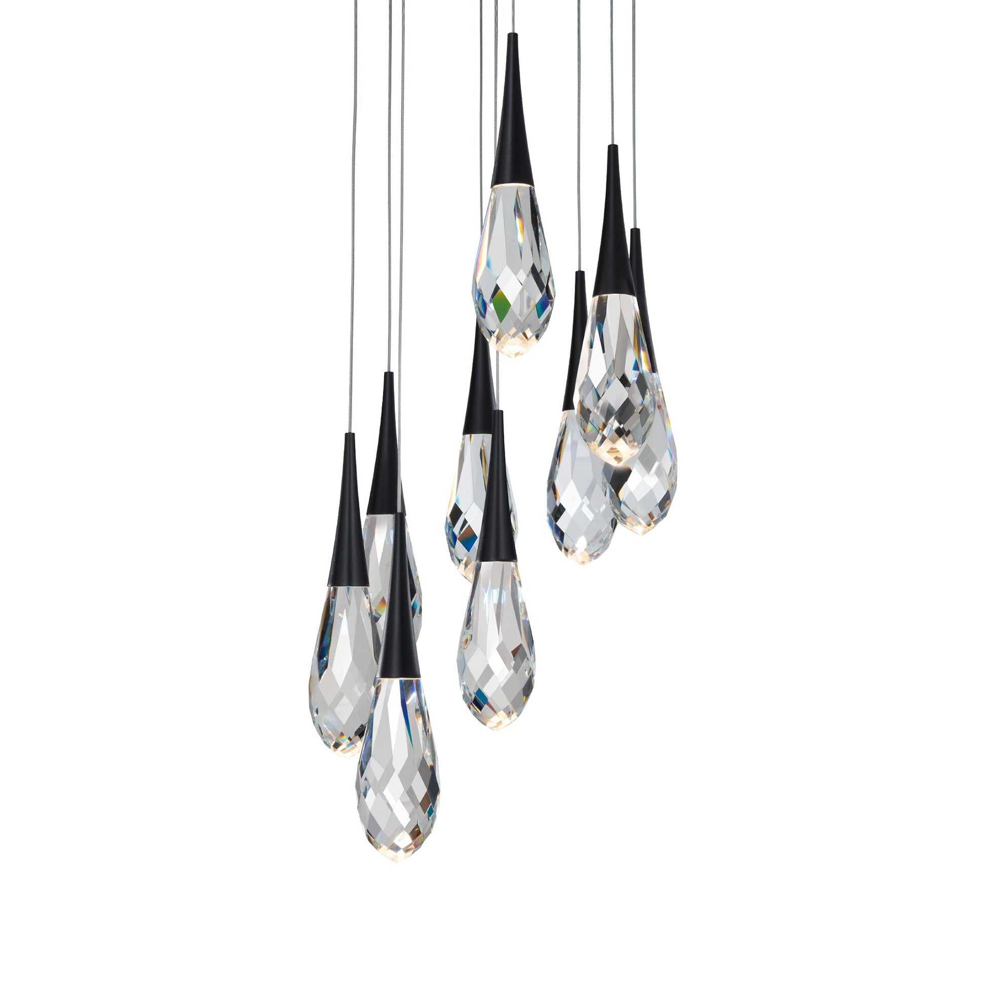 Hibiscus LED Multi Light Pendant Light in Black (9-Light).