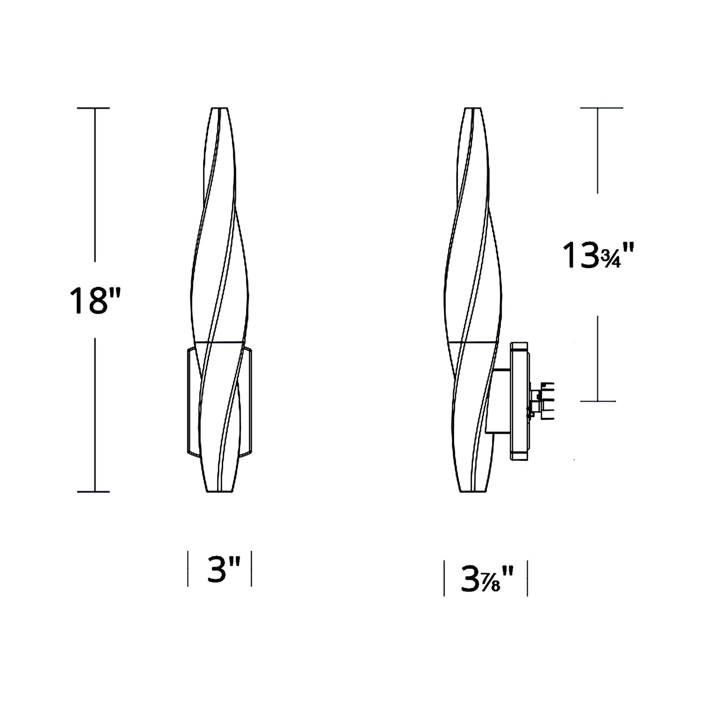 Kindjal LED Bath Wall Light - line drawing.