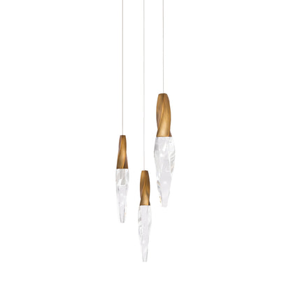 Kindjal LED Multi Light Pendant Light in Aged Brass (3-Light).