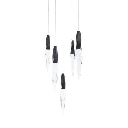 Kindjal LED Multi Light Pendant Light in Black (5-Light).